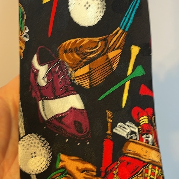 Addiction Vintage Silk Golf Necktie Tie Golf Ball Bag Tee Club Made in Korea - Picture 15 of 16